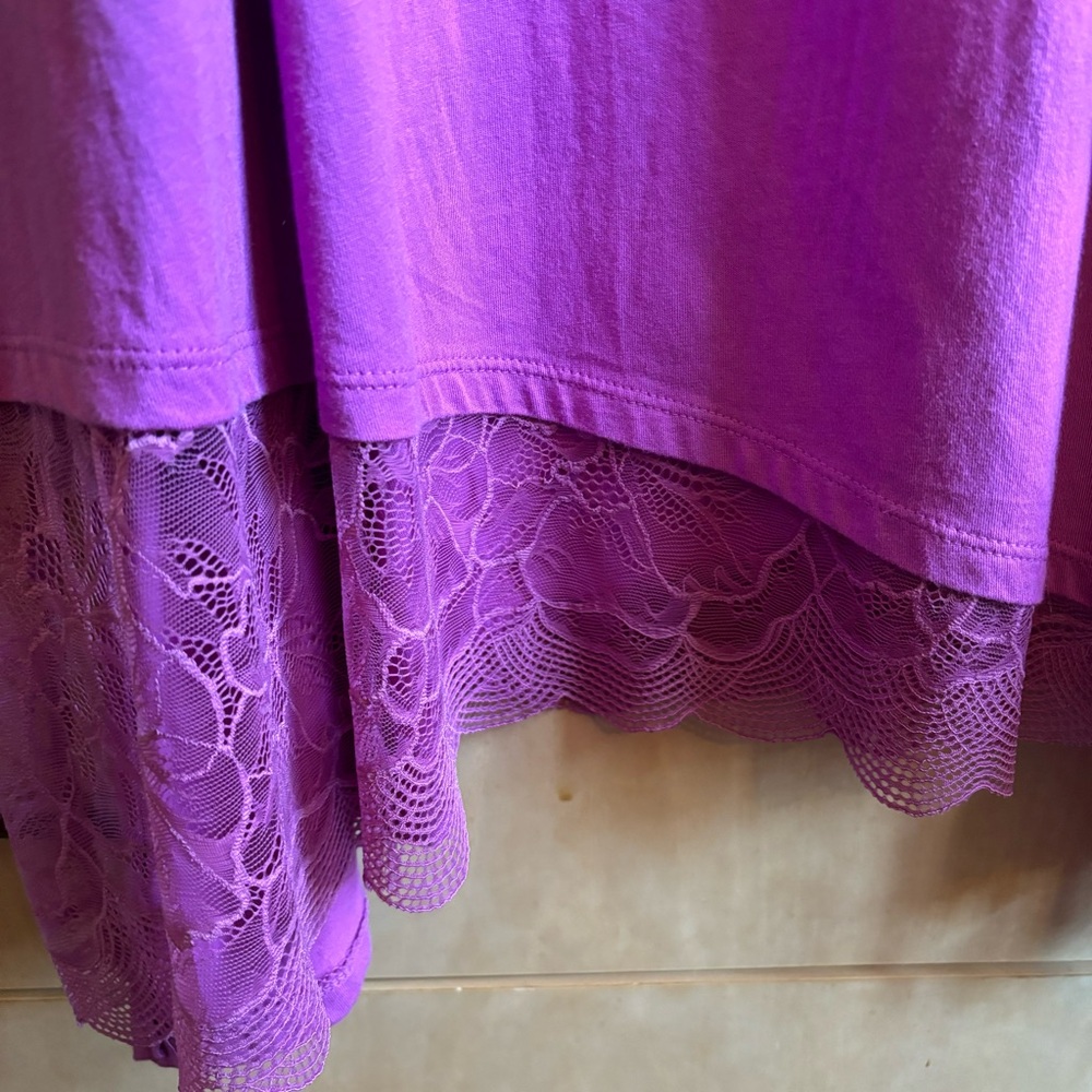 New LOGO Lace Tank Dress with Lace Hem Cotton Modal XL Fuchsia Color